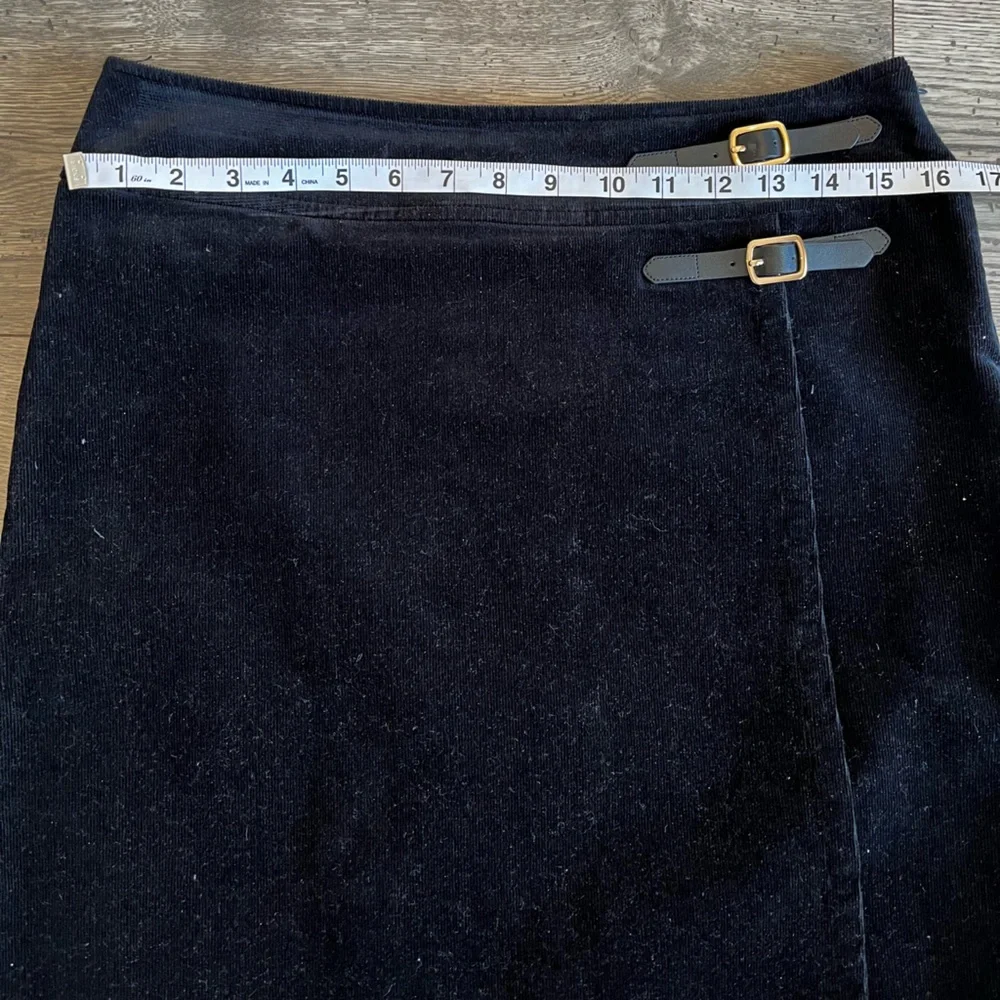 Charter Club Women’s Fold Over Skirt Faux Leather Buckle Black Size 6 Petite